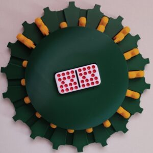 Dark Yellow Trains on Dark Green Board 18 domino slots
