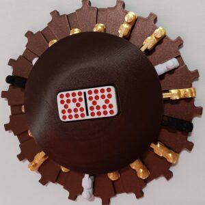 Gold, Black & White Trains on Galaxy Board 18 domino slots