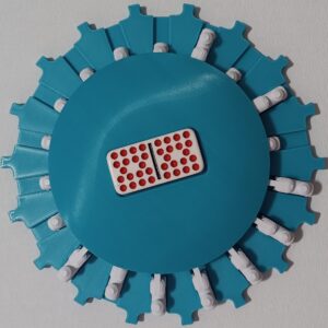 White Trains on Light Blue Board 18 domino slots