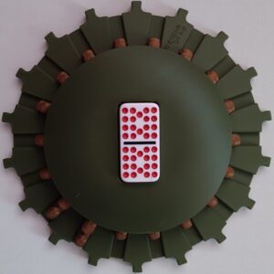 Bronze Trains on Olive Green Board 18 domino slots