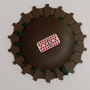 Dark Green Trains on Walnut Color Board 18 domino slots