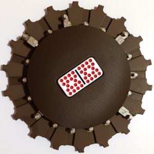 Metallic Trains on Walnut Color Board 18 domino slots