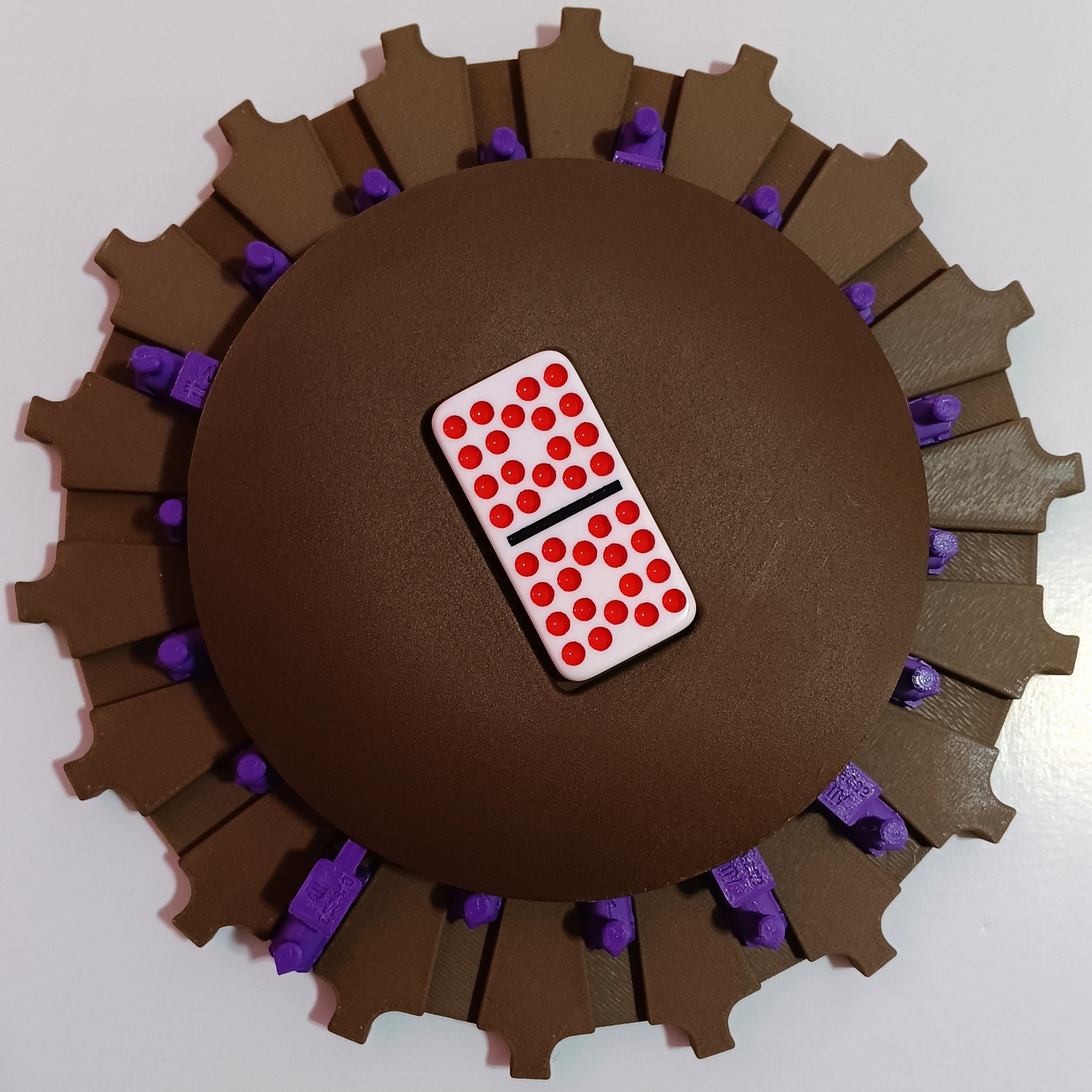 Purple Trains on Walnut Color Board 18 domino slots