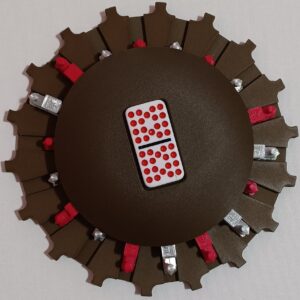 Silver & Raspberry Trains on Walnut Color Board 18 domino slots
