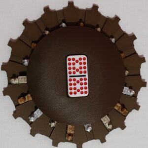 Silver, Bronze & Metallic Trains on Walnut Color Board 18 domino slots