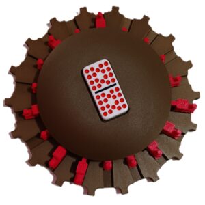 Red Trains on Walnut Color Board 18 domino slots