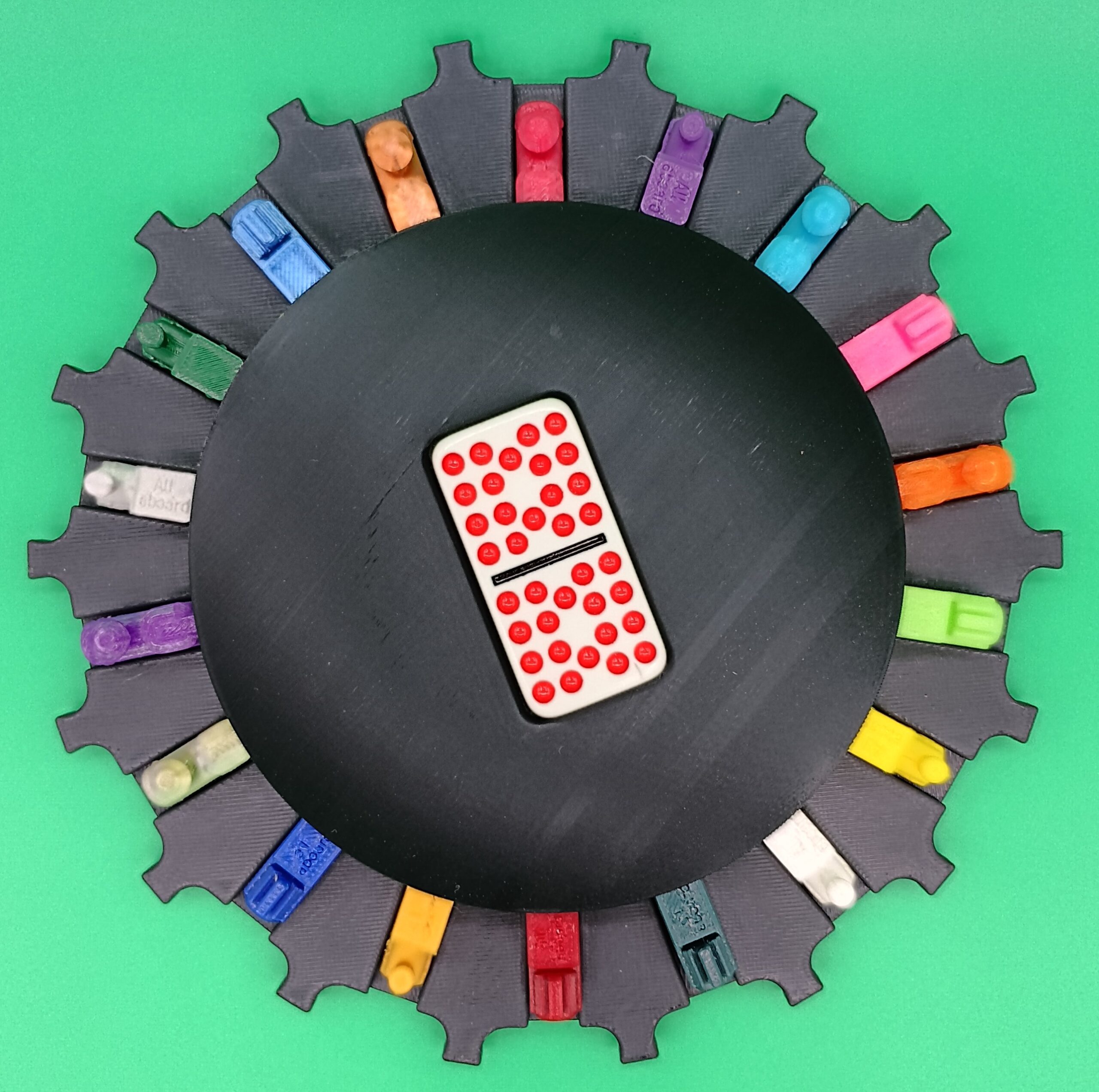 Multi Color Trains/Black Board 18 domino slots