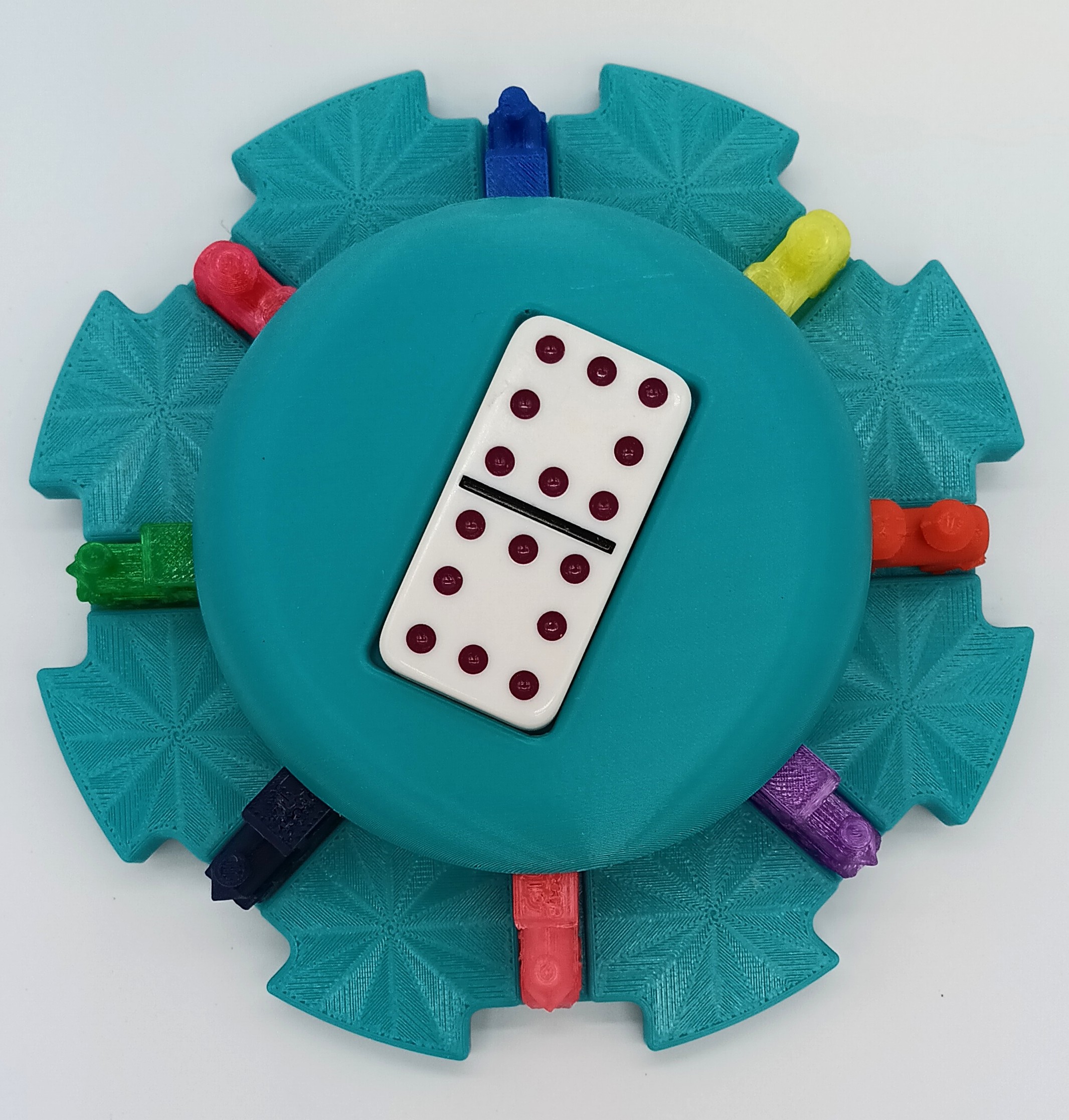 Multi Color Trains/Lt. Blue Board - 8 domino slots